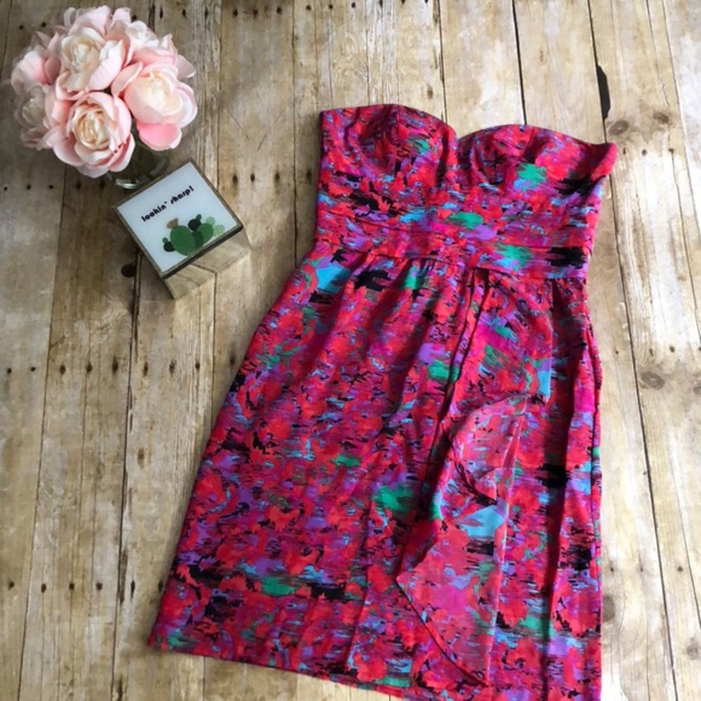 Strapless Silk Cocktail Dress, size 0